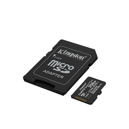 Kingston Canvas Select Plus , 256 GB , microSD , Flash memory class Class 10, UHS-I, U1/U3, video class 10/30, A1