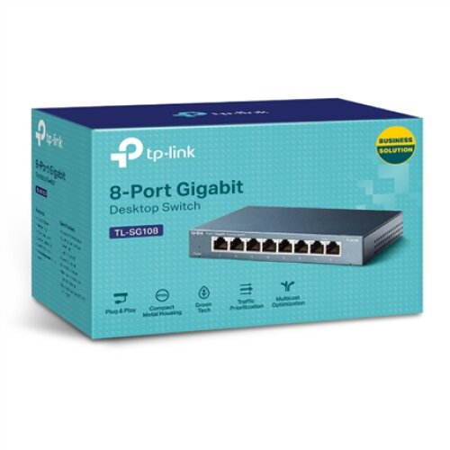 TP-LINK , Switch , TL-SG108 , Unmanaged , Desktop , Gigabit Ethernet (copper) ports quantity 8 , Power supply type External