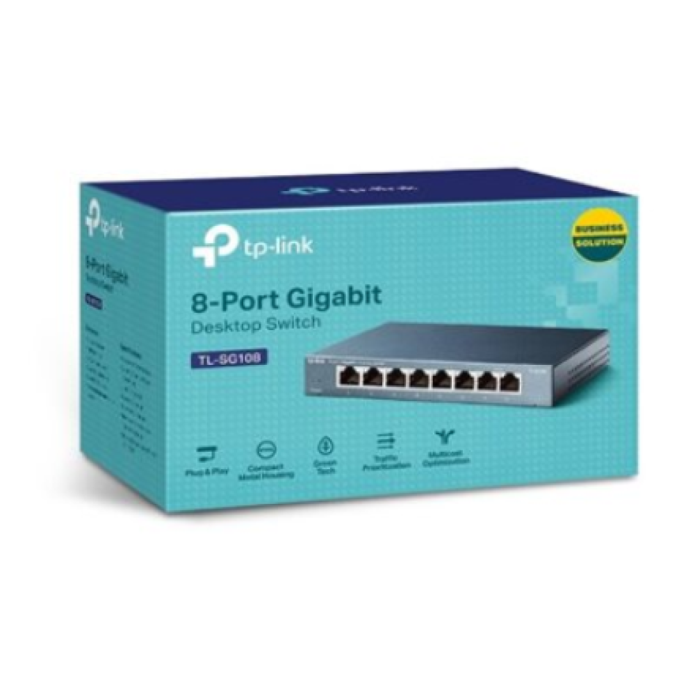 TP-LINK , Switch , TL-SG108 , Unmanaged , Desktop , Gigabit Ethernet (copper) ports quantity 8 , Power supply type External , 36 month(s)