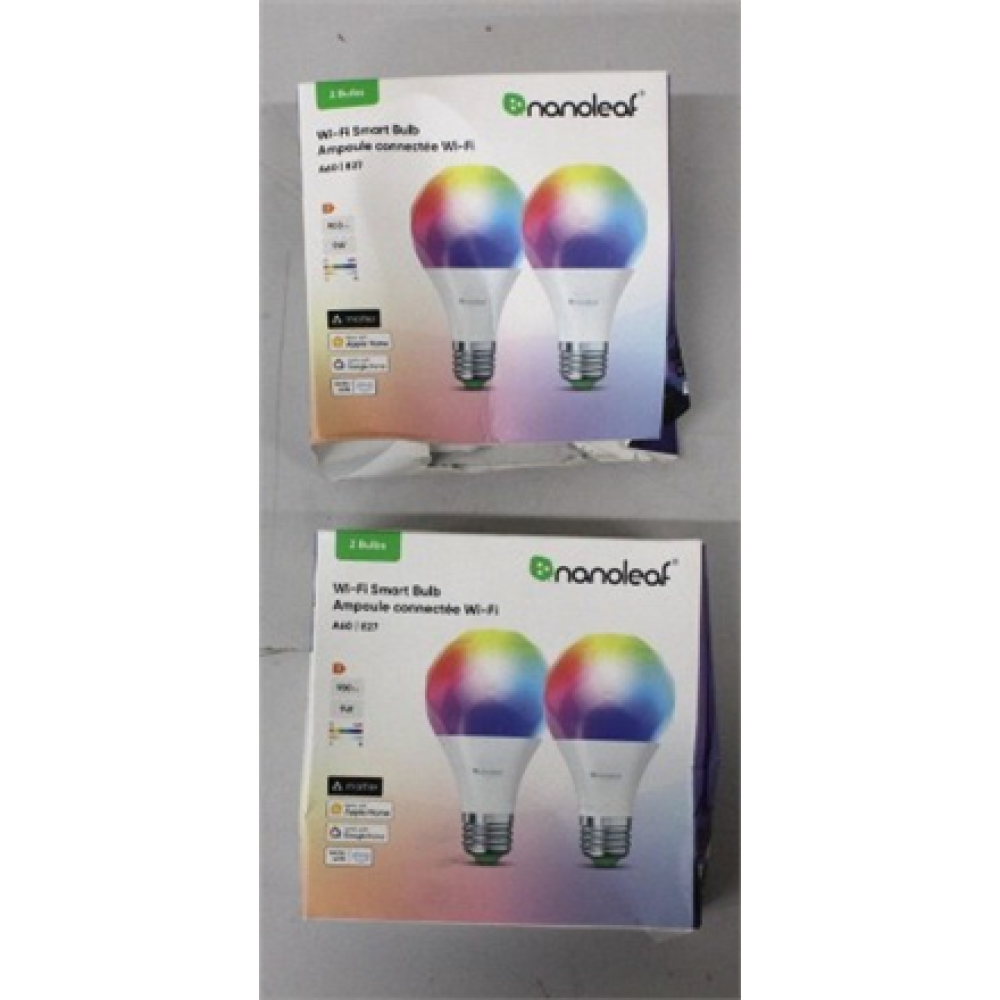 SALE OUT. Nanoleaf Essentials Smart A60 Bulb E27 Matter WiFi 9W 900Lm RGBCW 2700-6500K, 2pcs pack , Nanoleaf Essentials Smart A60 Bulb Matter WiFi 900Lm 2700-6500K, 2pcs pack , E27 , 9 W , RGBCW , DAMAGED PACKAGING