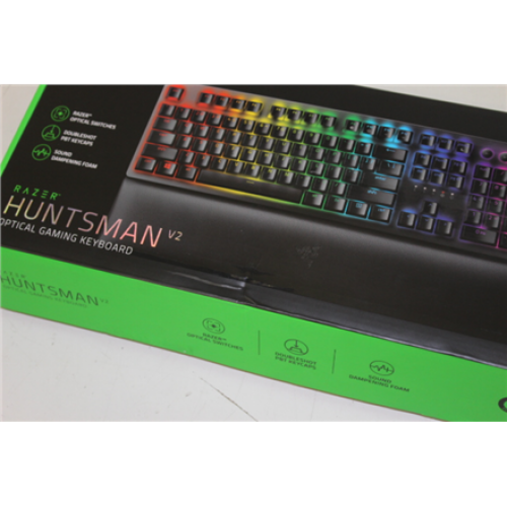 SALE OUT. Razer Huntsman V2 Optical Gaming Keyboard, Red Switch, Nordic Layout, Wired, Black Razer Huntsman V2 Optical Gaming Keyboard Gaming keyboard, RGB LED light, NORD, Wired, Black, USED AS DEMO, Linear Red Switch, Numeric keypad