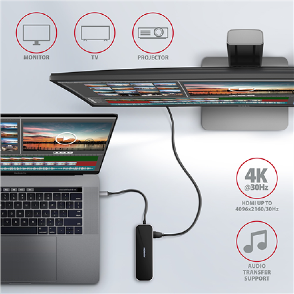 AXAGON SuperSpeed USB-C COMBO 6in1 Hub , HMC-6GL
