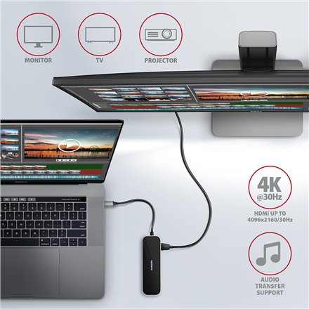 AXAGON SuperSpeed USB-C COMBO 6in1 Hub , HMC-6GL