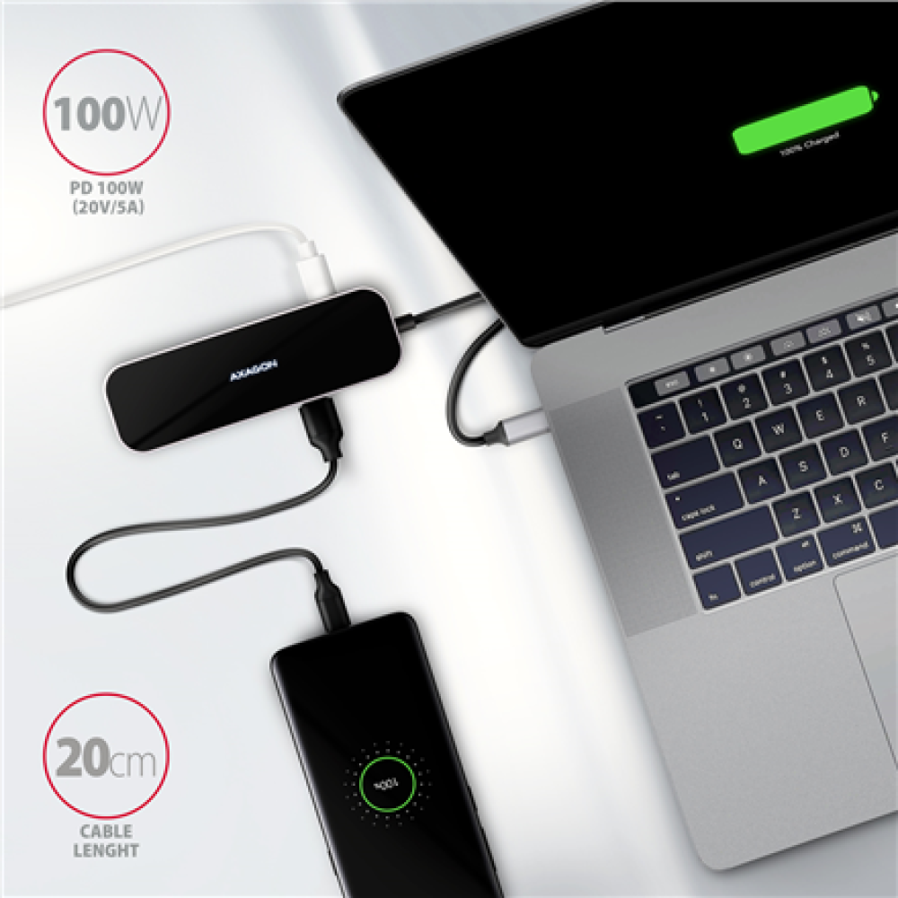 AXAGON SuperSpeed USB-C COMBO 6in1 Hub , HMC-6GL