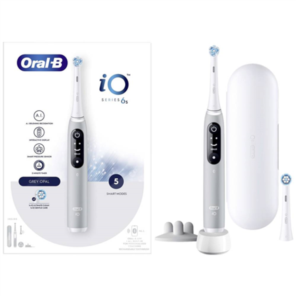 Oral-B Electric Toothbrush , iO6s , Rechargeable , For adults , Number of brush heads included 1 , Number of teeth brushing modes 5 , Grey Opal