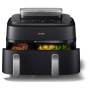 Philips , Dual Basket Airfryer , NA551/00 5000 Series , Power 2750 W , Capacity 9 L , RapidAir Plus and Air Steam , Black