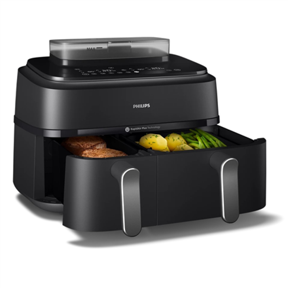 Philips , Dual Basket Airfryer , NA551/00 5000 Series , Power 2750 W , Capacity 9 L , RapidAir Plus and Air Steam , Black