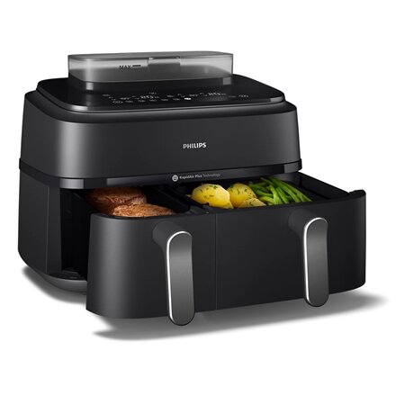 Philips , Dual Basket Airfryer , NA551/00 5000 Series , Power 2750 W , Capacity 9 L , RapidAir Plus and Air Steam , Black
