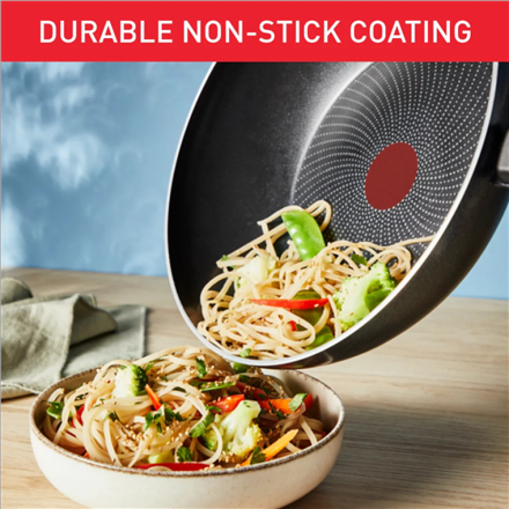 TEFAL Pan , H0561942 , Wok , Diameter 28 cm , Suitable for induction hob , Fixed handle , Black
