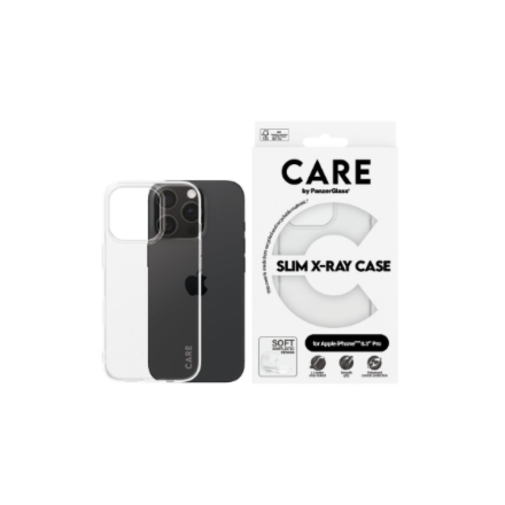 CARE Fashionable Case , Back cover , Apple , iPhone 16 PRO , Recycled plastic , Transparent , X-Ray Soft Basic