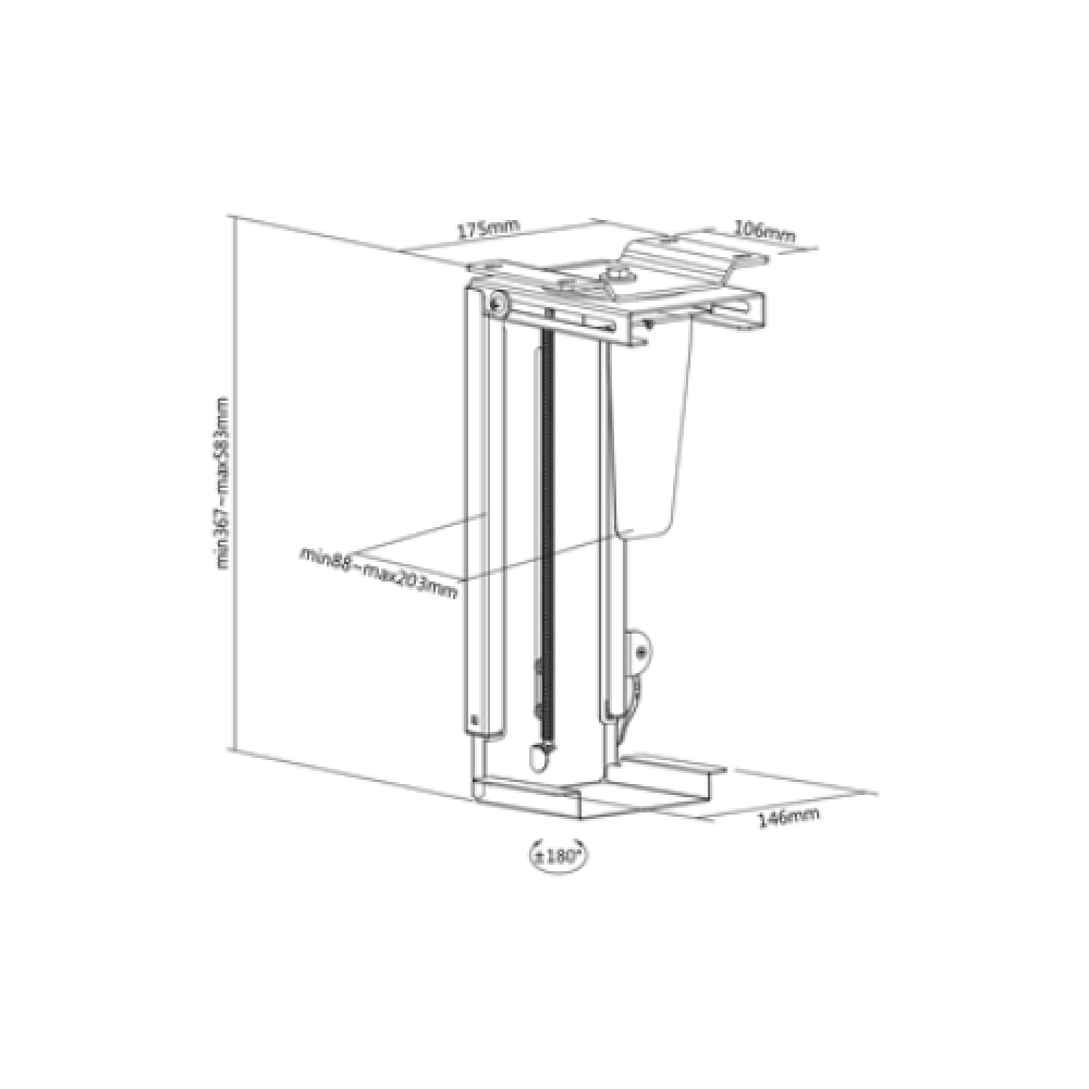 PC Table Mount , DA-90411 , 30-51 cm , Steel , Black