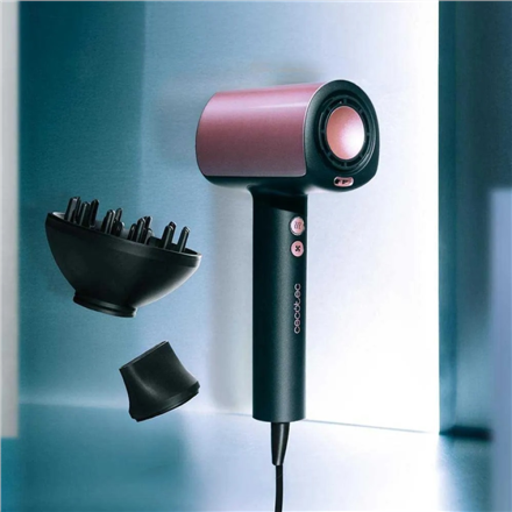 Cecotec Hair dryer , DryGlam Nano Plasma , 1600 W , Number of temperature settings 3 , Ionic function , Black/Rose Gold , Diffuser nozzle