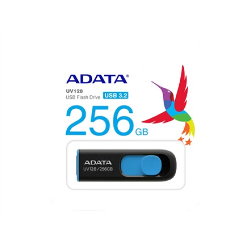 ADATA , USB Flash Drive , UV128 , 256 GB , USB Type-A , Black/Blue