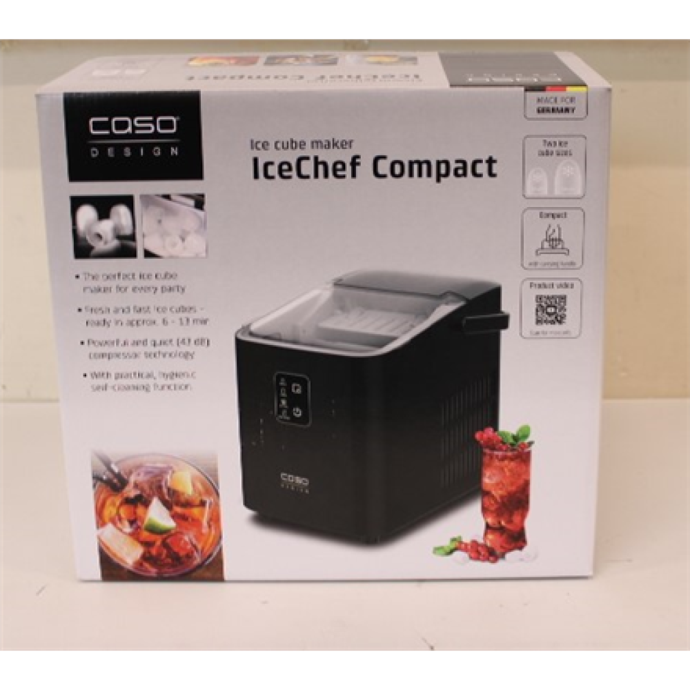 SALE OUT. Caso IceChef Compact Ice cube machine, 2 ice cube sizes, Black , Caso Ice Cube Machine , IceChef Compact , Power 120 W , Black , USED, SCRATCHES SIDES AND TOP