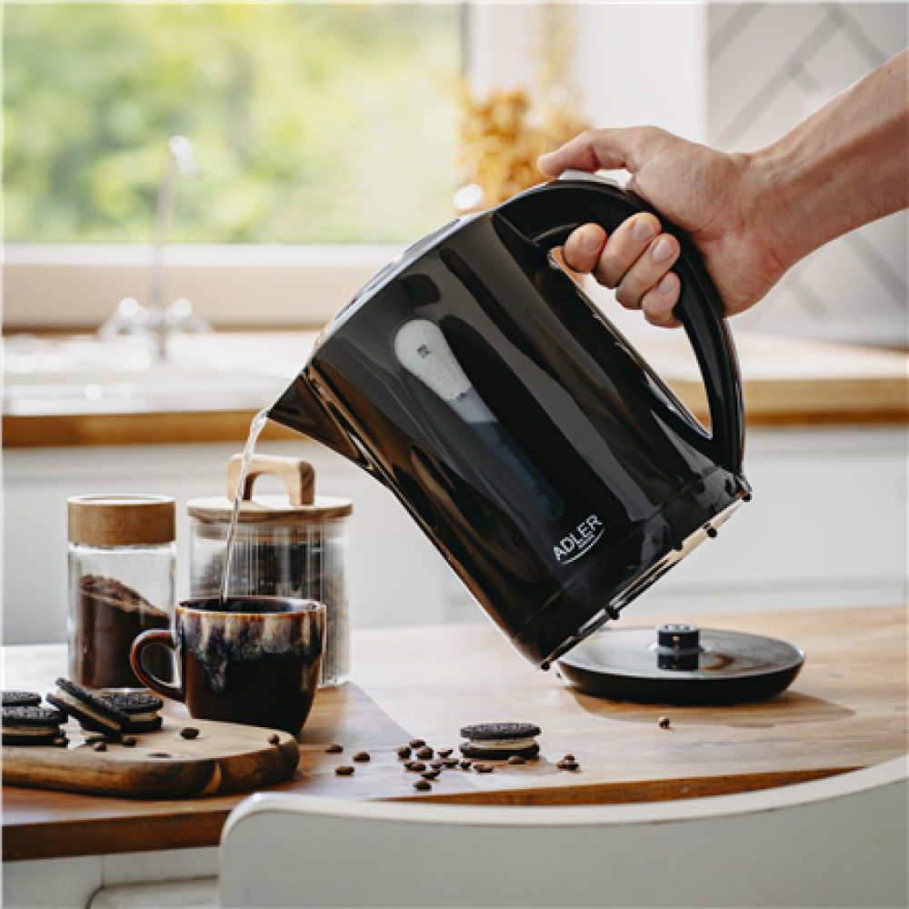 Adler Kettle , AD 1244 , Electric , 1850 W , 2.5 L , Plastic , 360° rotational base , Black