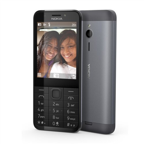 Nokia , 230 , Dark Silver , 2.8 , TFT , 16 MB , N/A MB , Dual SIM , Mini-SIM , Bluetooth , 3.0 , USB version microUSB 1.1 , Built-in camera , Main camera 2 MP , Secondary camera 2 MP , 1200 mAh