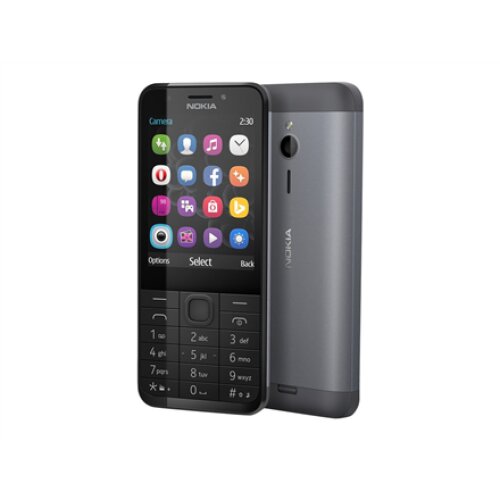 Nokia , 230 , Dark Silver , 2.8 , TFT , 16 MB , N/A MB , Dual SIM , Mini-SIM , Bluetooth , 3.0 , USB version microUSB 1.1 , Built-in camera , Main camera 2 MP , Secondary camera 2 MP , 1200 mAh