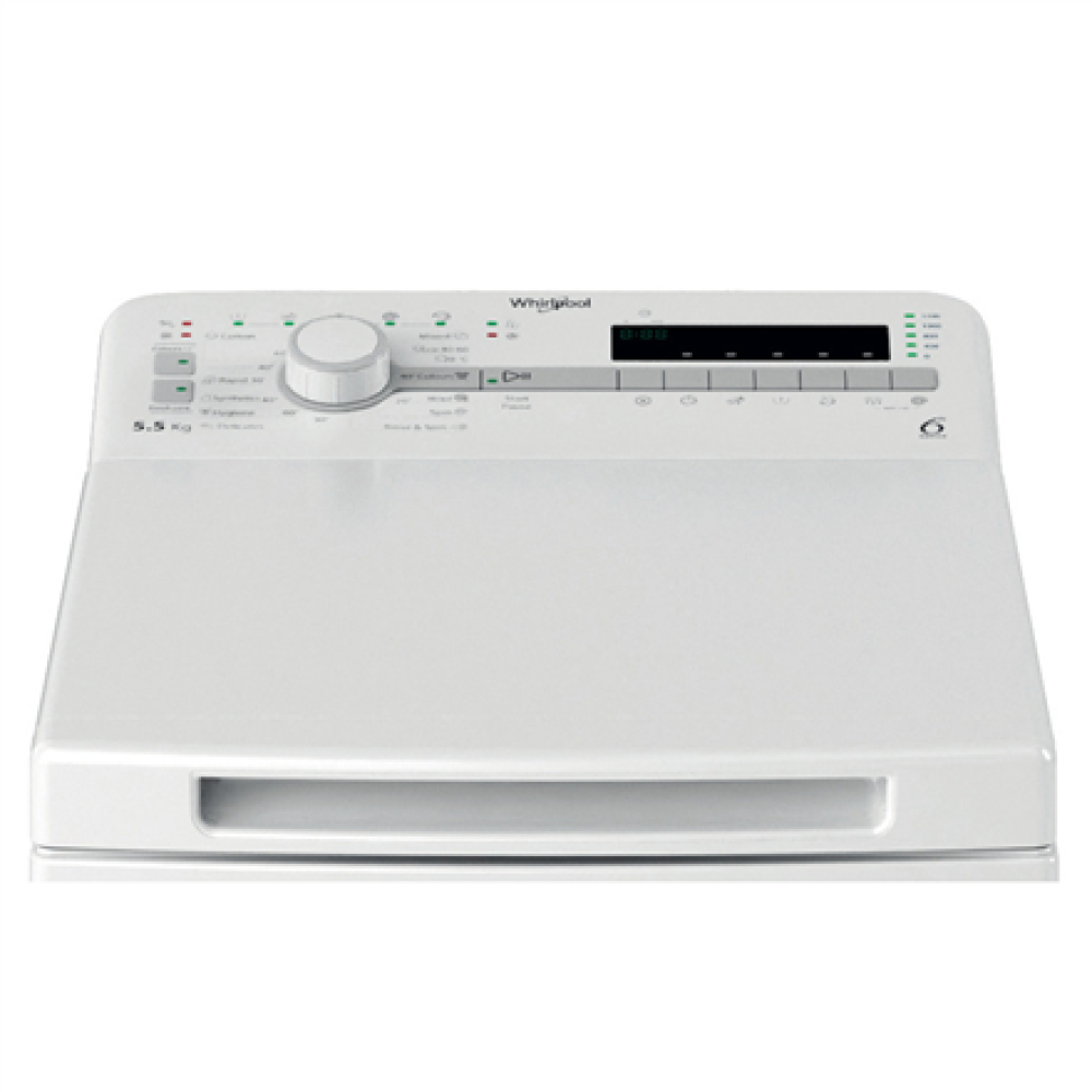Whirlpool Washing Machine , TDLR 55140S , Energy efficiency class C , Top loading , Washing capacity 5.5 kg , 1100 RPM , Depth 60 cm , Width 40 cm , Digital , White
