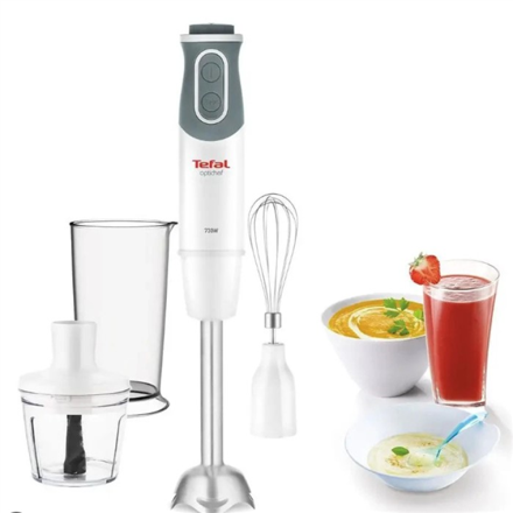 TEFAL , Blender , Optichef 3-in-1 HB643138 , Hand Blender , 800 W , Number of speeds 20 , Turbo mode , Chopper , White/Grey