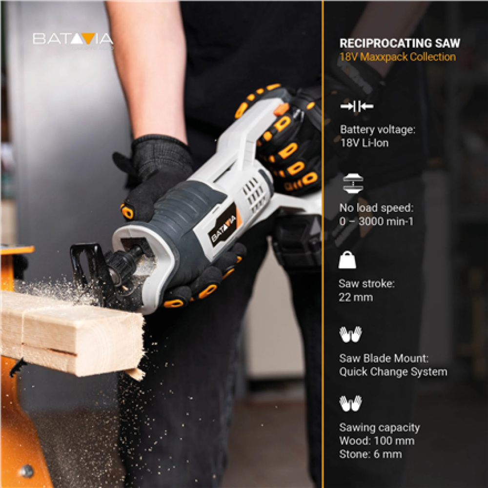 18V Cordless Reciprocating Saw - Without Battery and Charger