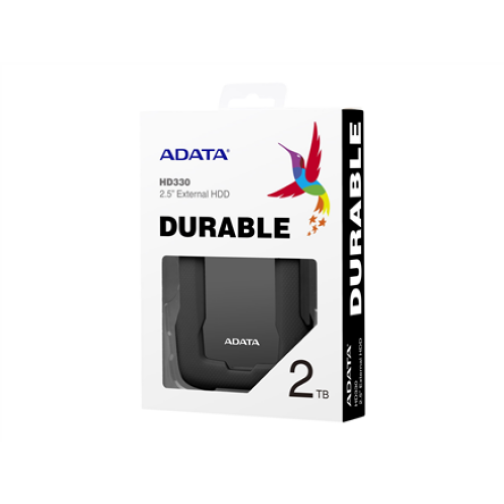 HD330 , 2000 GB , 2.5 , USB 3.1 , Black , Ultra-thin and big capacity for durable HDD, Three unique colors with stylish casing, Exclusive shock sensor protection, AES encryption 256-bit, (backward compatible with USB 2.0)
