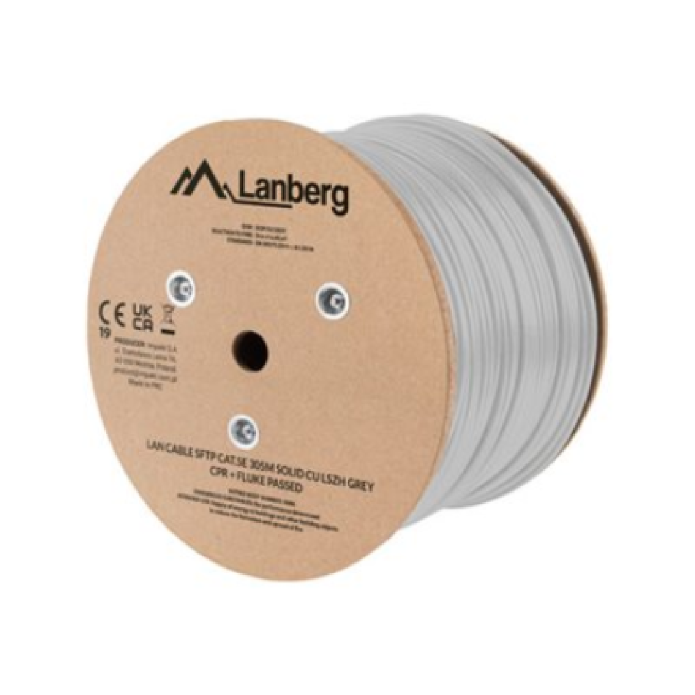 Lanberg Lan Cable Cat.5e SFTP 305M Solid CU LSZH Grey CPR+ Fluke Passed , LCS5L-11CU-0305-S