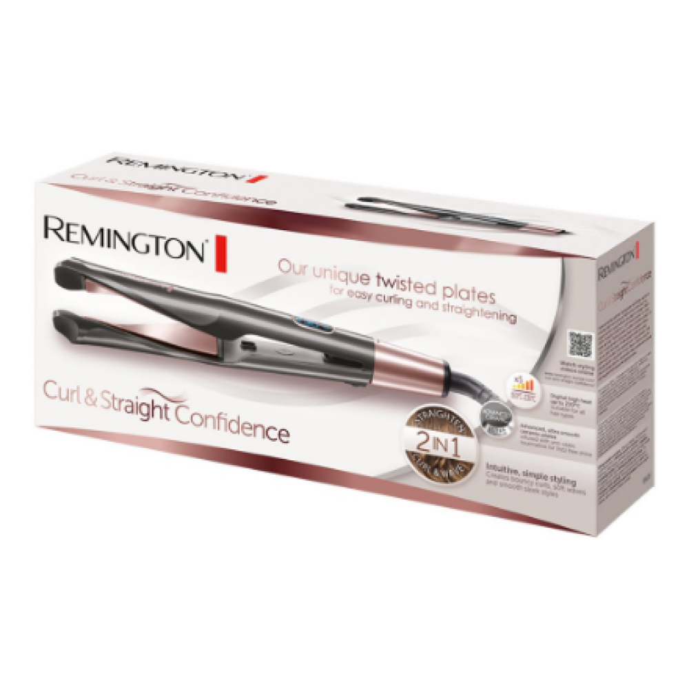 Remington Curl and Straight Confidence Hair Straightener , S6606 , Ceramic heating system , Temperature (min) 150 °C , Temperature (max) 230 °C , Number of heating levels 5 , Black