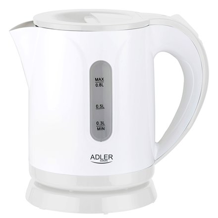 Adler , Kettle , AD 1371w , Electric , 850 W , 0.8 L , Stainless steel/Polypropylene , 360° rotational base , White