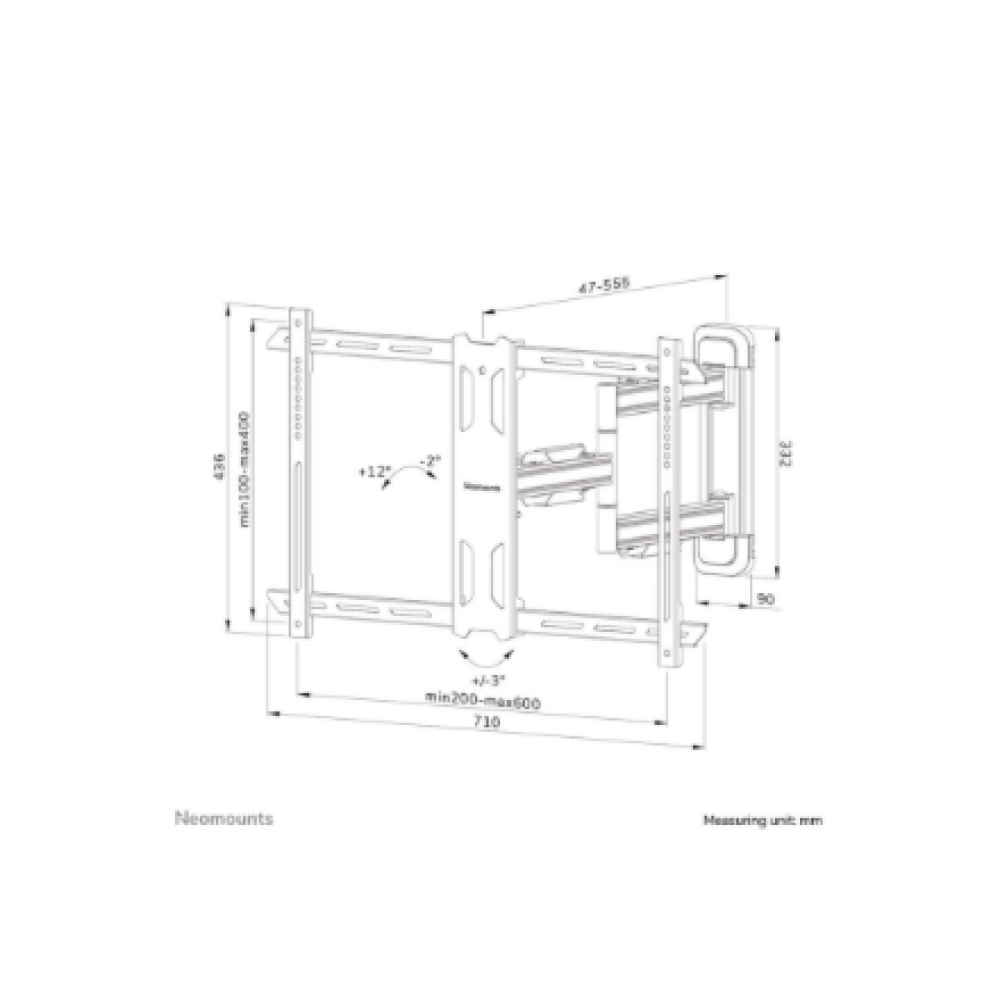 Neomounts Wall mount , WL40S-850BL16 TV mount wall , Full motion, Tilt, Swivel , 40-70 , Maximum weight (capacity) 45 kg , Black