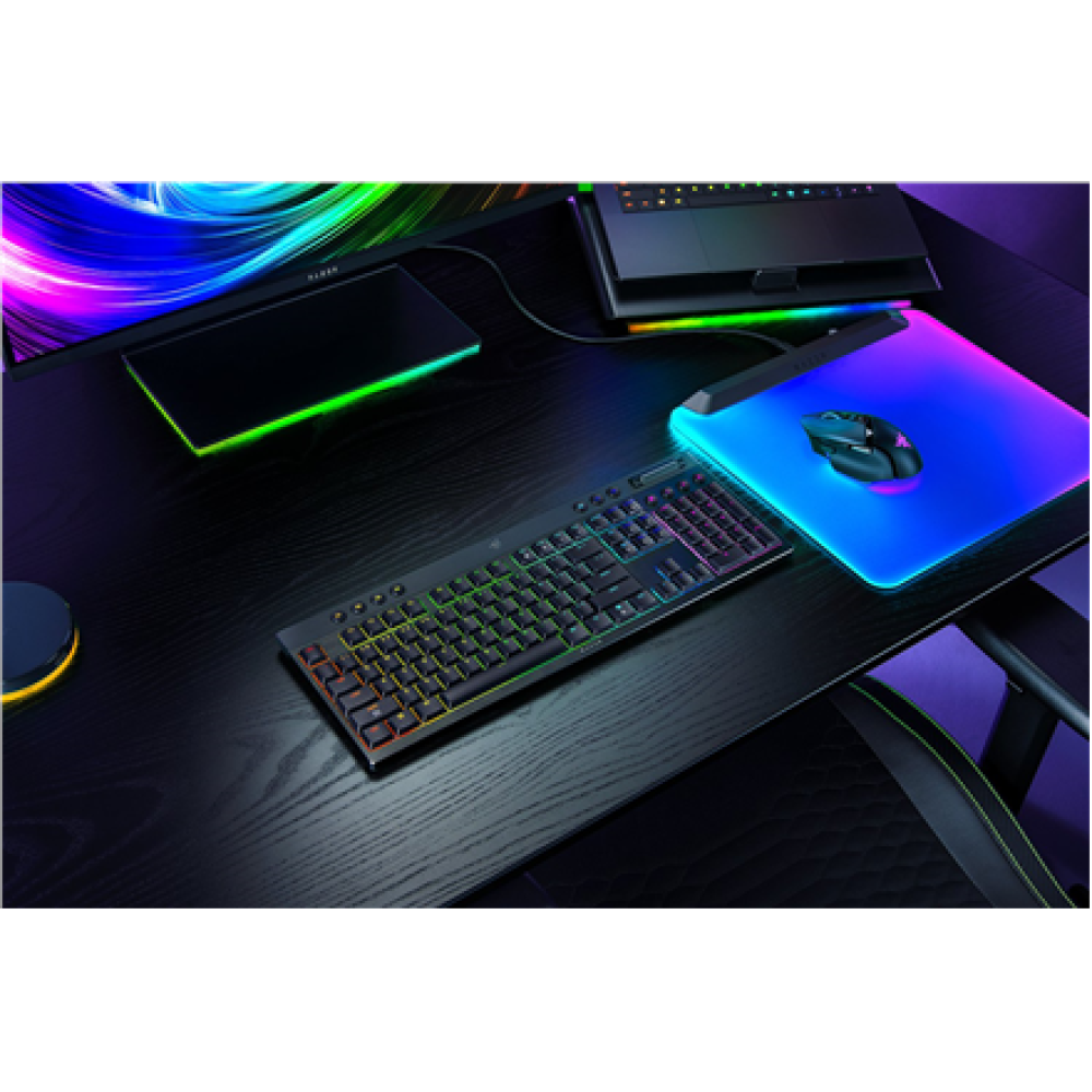Razer BlackWidow V4 Low-profile HyperSpeed , Gaming keyboard , Wireless , US , Bluetooth, 2.4 GHz, USB Type-C , Yellow Linear