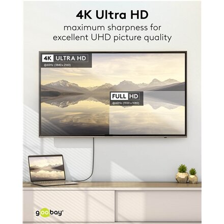 Goobay USB-C to DisplayPort Cable 4K at 60 Hz, 1 m , 75704