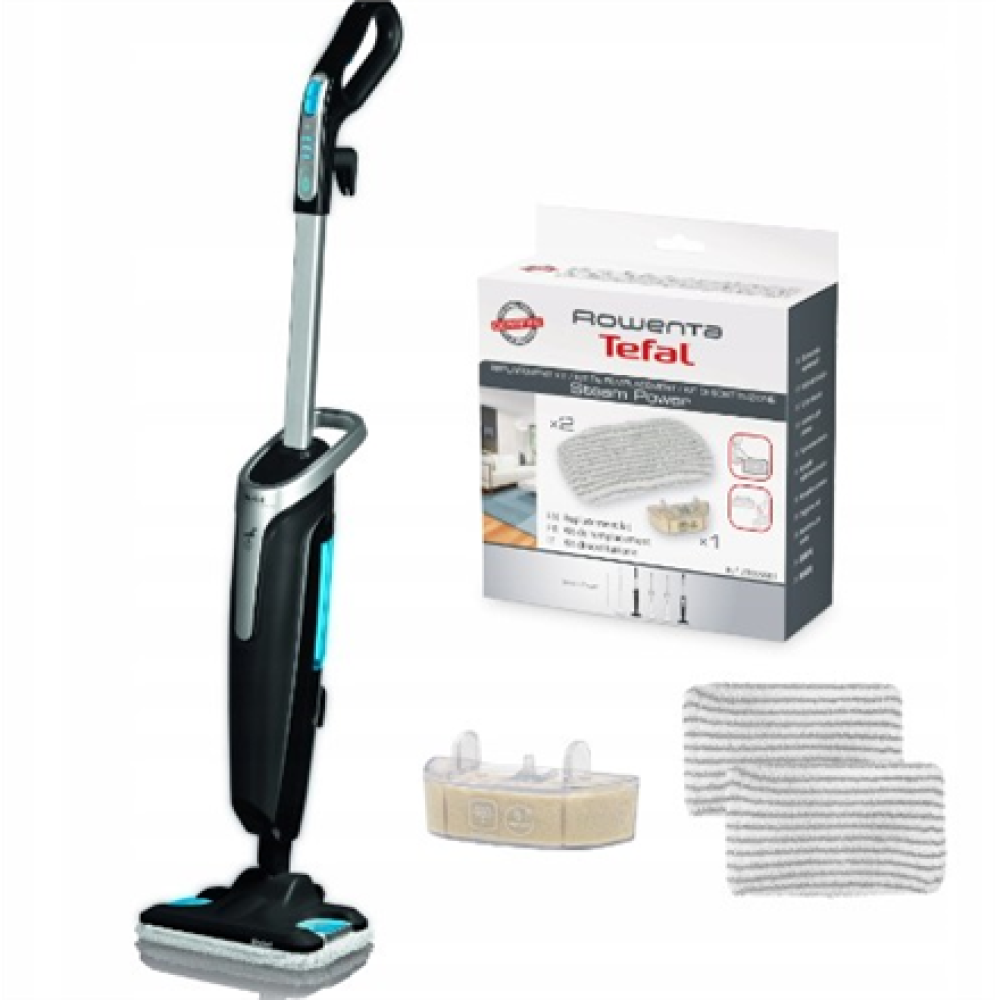 TEFAL Steam Power Handstick Mop , VP6555 , Corded operating , Washing function , Power 1200 W , Black/Light Blue