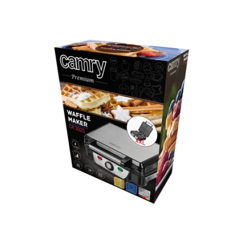 Camry , Waffle maker , CR 3025 , 1150 W , Number of pastry 4 , Belgium , Black/Stainless steel