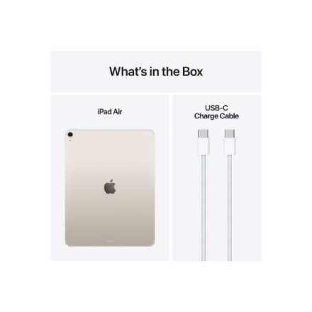 Apple , iPad Air Wi-Fi + Cellular , 13 , Starlight , IPS , 2732 x 2048 pixels , Apple M3 , 8 GB , 512 GB , 3G , 4G , 5G , Wi-Fi , Front camera , 12 MP , Rear camera , 12 MP , Bluetooth , 5.3 , iPadOS , USB-C charging cable