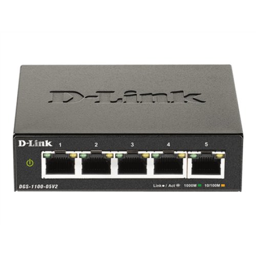 D-Link , Smart Managed Switch , DGS-1100-05V2/E , Managed L2 , Rackmountable , Gigabit Ethernet (copper) ports quantity 5