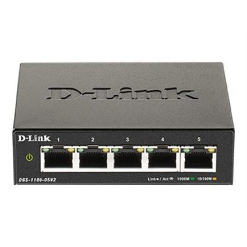 D-Link , Smart Managed Switch , DGS-1100-05V2/E , Managed L2 , Rackmountable , Gigabit Ethernet (copper) ports quantity 5