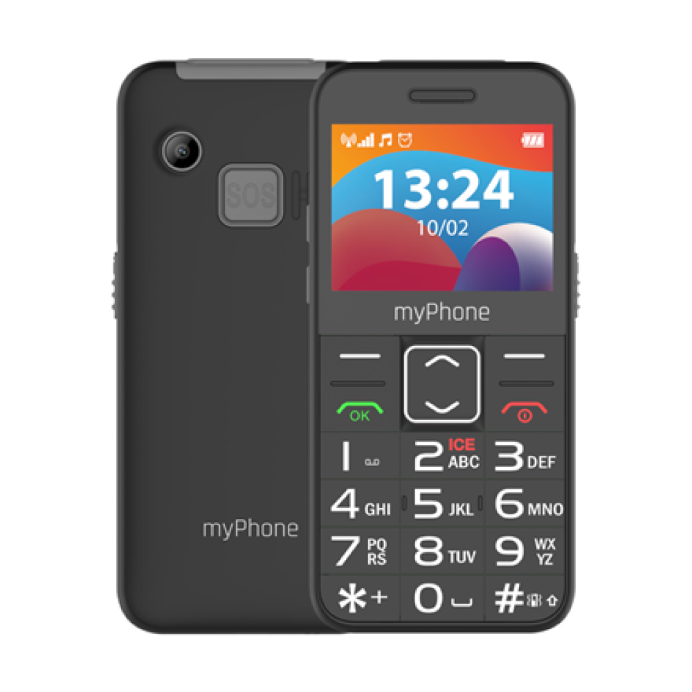 myPhone HALO , 3 LTE , Black , 2.4 , IPS , 48 MB , 128 MB , Dual SIM , Nano SIM , 3G , Bluetooth , 2.1 , USB version Type-C , Built-in camera , Main camera resolution 0.3 MP , 1400 mAh