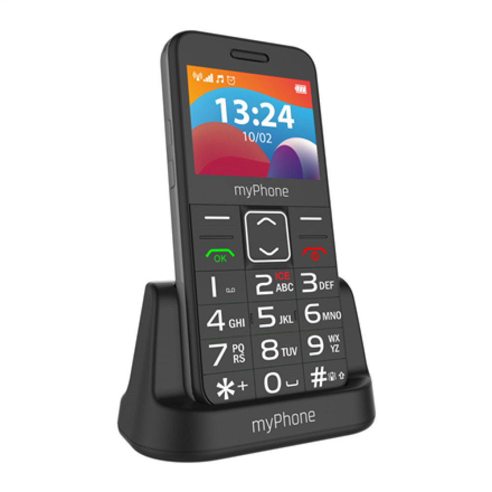 myPhone HALO , 3 LTE , Black , 2.4 , IPS , 48 MB , 128 MB , Dual SIM , Nano SIM , 3G , Bluetooth , 2.1 , USB version Type-C , Built-in camera , Main camera resolution 0.3 MP , 1400 mAh
