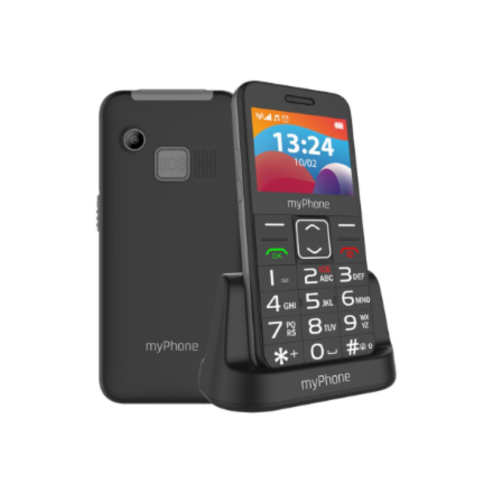 myPhone HALO , 3 LTE , Black , 2.4 , IPS , 48 MB , 128 MB , Dual SIM , Nano SIM , 3G , Bluetooth , 2.1 , USB version Type-C , Built-in camera , Main camera resolution 0.3 MP , 1400 mAh