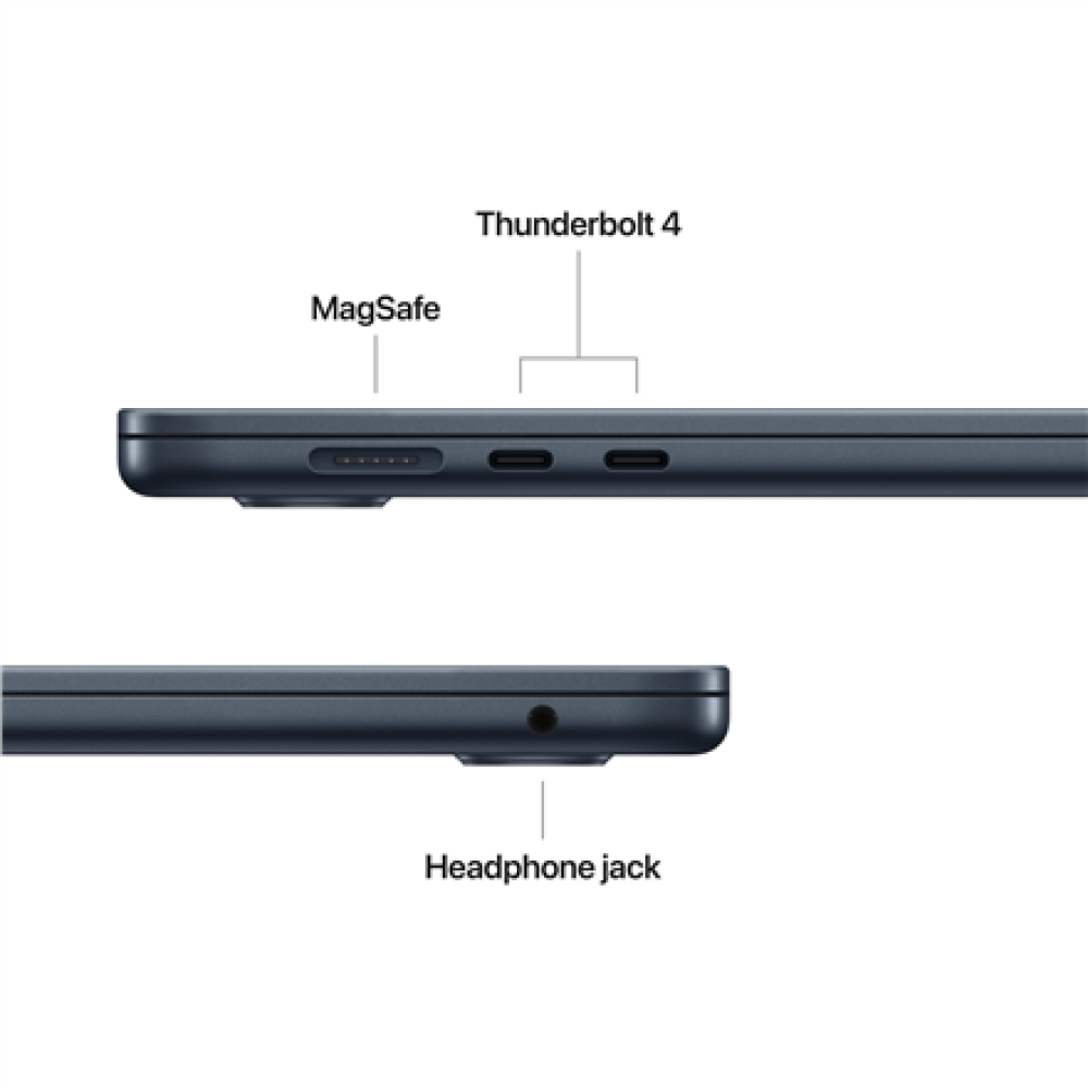 Apple MacBook , Air , Midnight , 15 , 2880 x 1864 pixels , Apple M4 , 16 GB , Solid-state drive capacity 512 GB , Apple M4 chip 10-core CPU/10-core GPU , macOS , 802.11ax , Bluetooth version 5.0 , Keyboard language Russian , Keyboard backlit , Warranty 12