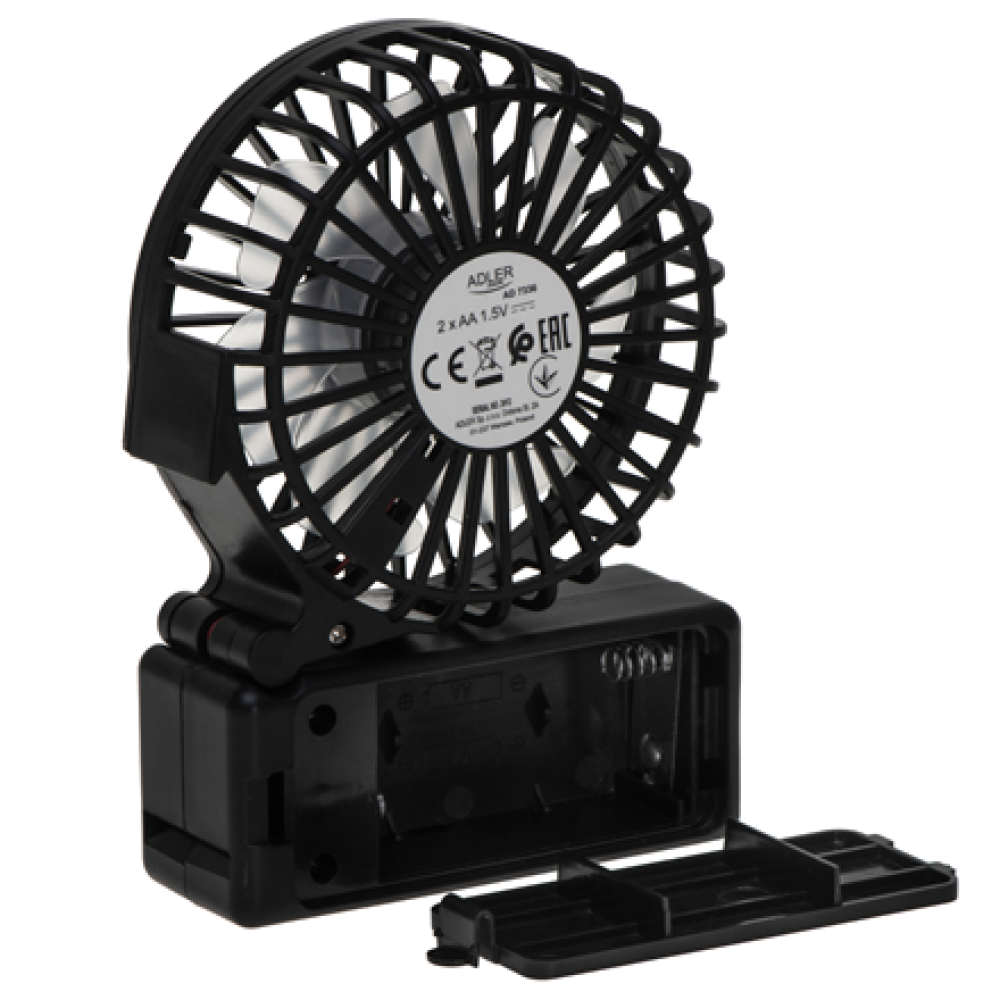 Adler Foldable mini fan , AD 7336 , Desk fan , Black , Diameter 6.5 cm , Number of speeds 1