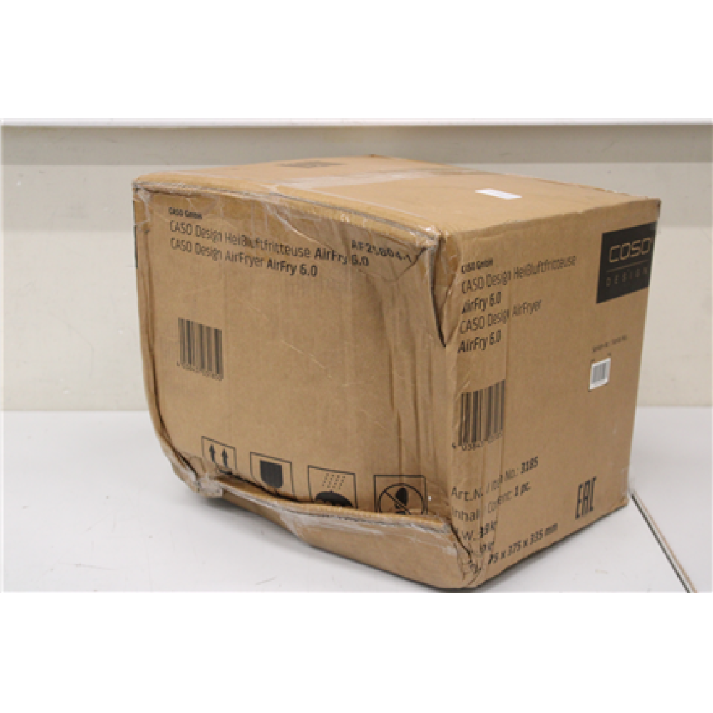 SALE OUT. Caso Designer Air Fryer AirFry 6.0, Capacity 6 L, Black , Caso Designer Air Fryer , AirFry 6.0 , Power 1700 W , Capacity 6 L , Black , DAMAGED PACKAGING, SMALL DENT ON SIDE