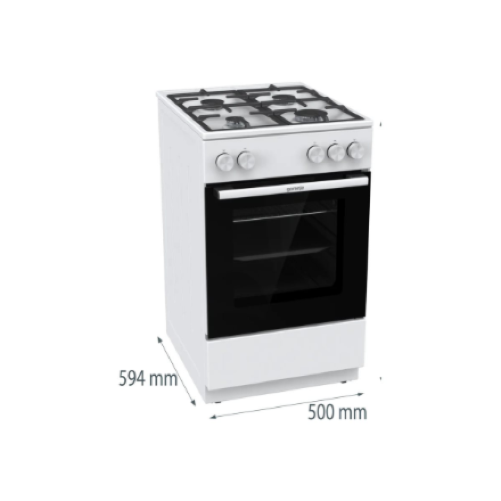 Gorenje GG5A10WFFM , Cooker , Hob type Gas , Oven type Gas , White , Width 50 cm , Grilling , Depth 59.4 cm , 70 L