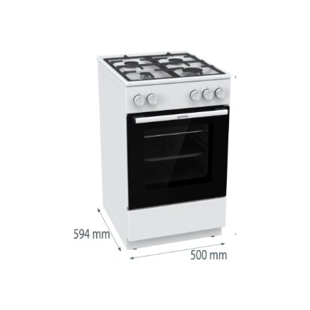 Gorenje GG5A10WFFM , Cooker , Hob type Gas , Oven type Gas , White , Width 50 cm , Depth 59.4 cm , Grilling , 70 L