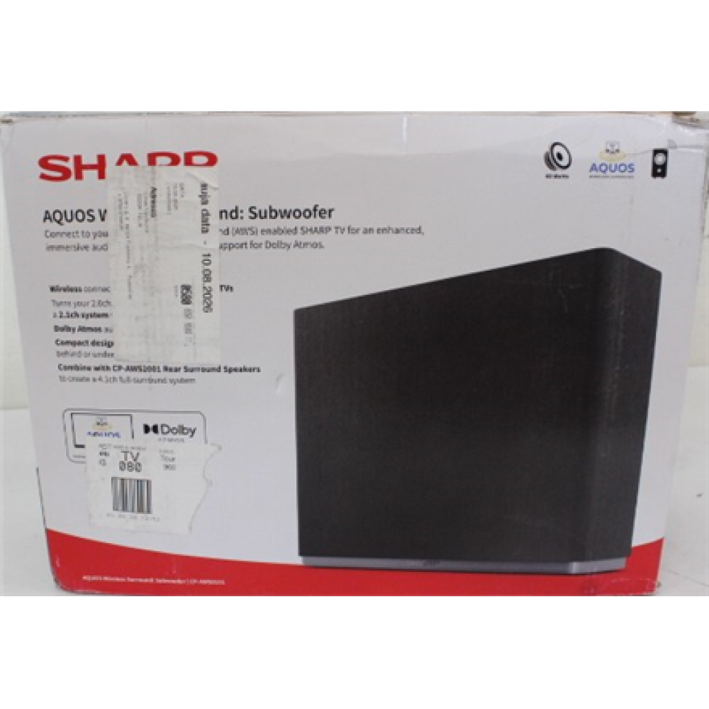 SALE OUT. Sharp AQUOS Wireless Surround Subwoofer , Sharp , AQUOS Surround Subwoofer , CP-AWS0101 , Wi-Fi , DAMAGED PACKAGING, USED
