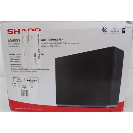 SALE OUT. Sharp AQUOS Wireless Surround Subwoofer , Sharp , AQUOS Surround Subwoofer , CP-AWS0101 , Wi-Fi , DAMAGED PACKAGING, USED