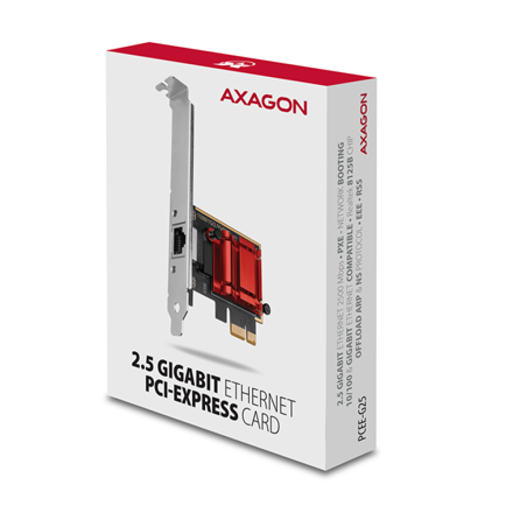 AXAGON PCI-Express network card with 2.5 Gbit/s transmission rate and PXE support , PCEE-G25