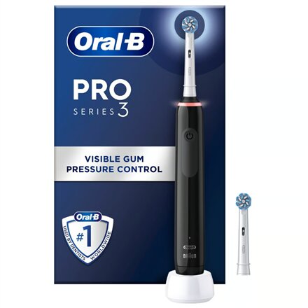 Oral-B , Electric Toothbrush , Pro 3 Sensitive Clean & Care , Rechargeable , For adults , Number of brush heads included 2 , Number of teeth brushing modes 3 , Black