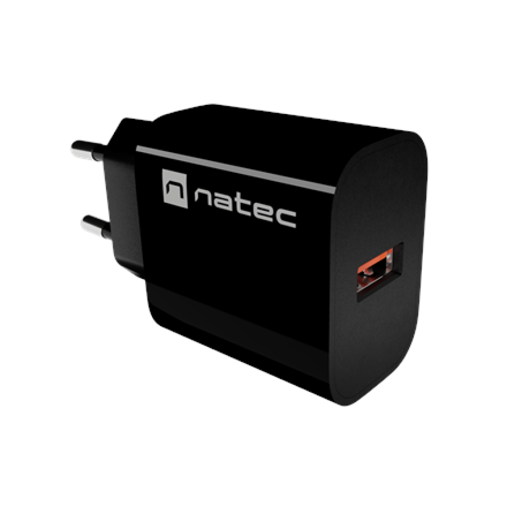 Natec Ribera USB Charger 1X USB-A 18W, Black