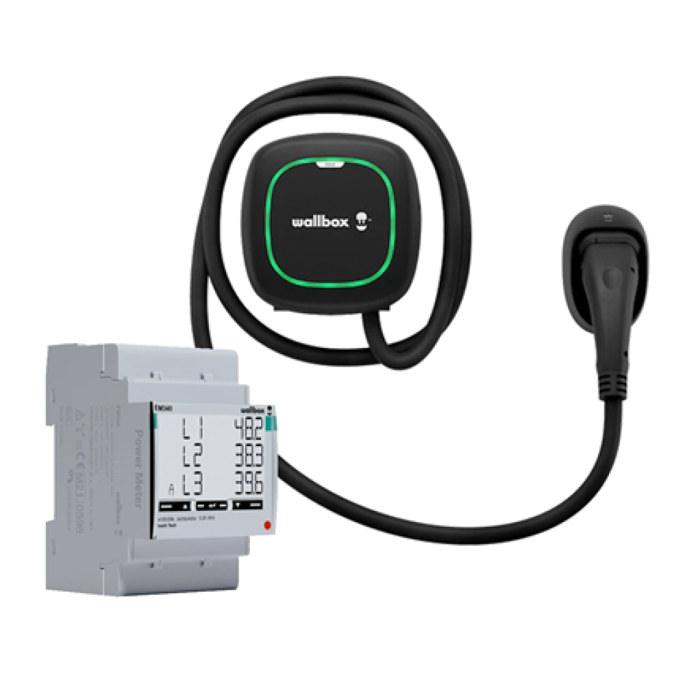 Wallbox Pulsar Max Electric Vehicle charge, IK10 protection rating, Black + Wallbox Power Meter , 22 kW , 5 m